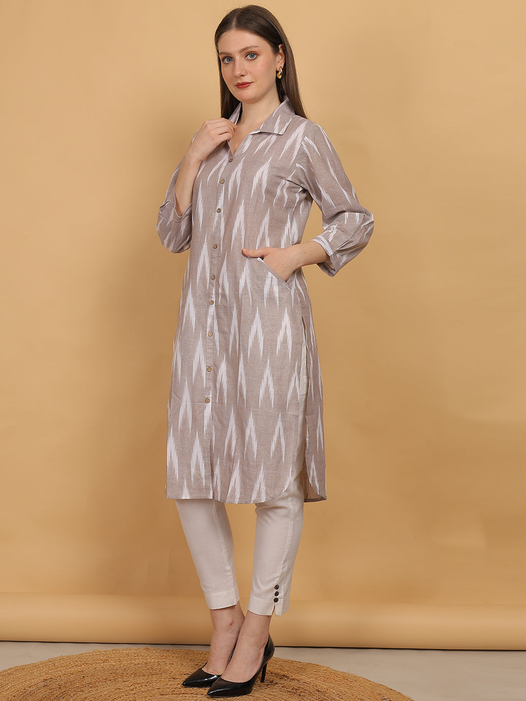 Ikat Print Cotton Kurta