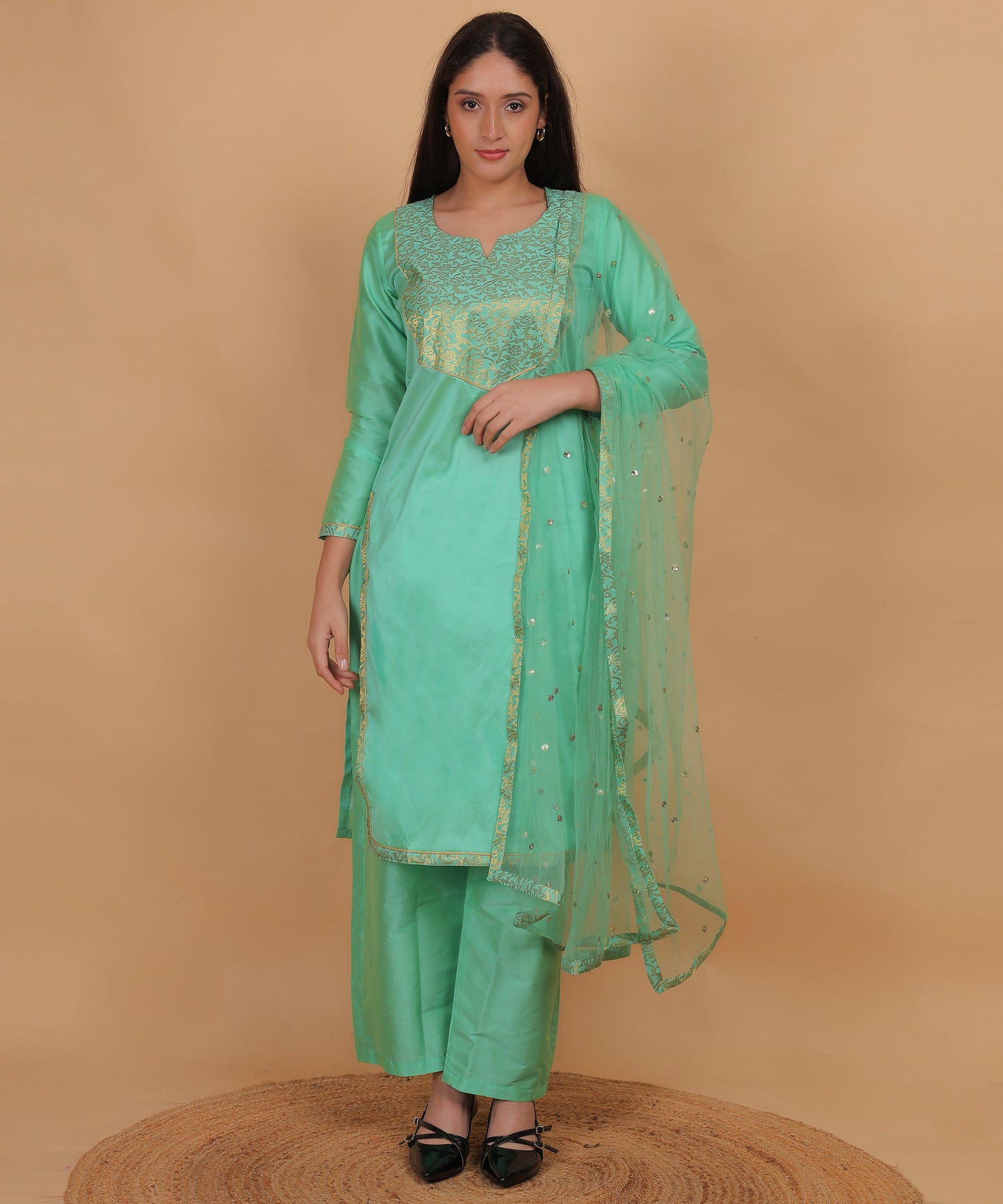 Taffeta Silk Kurta Set with Dupatta