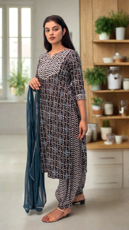 Anikrriti Cotton Kurta Set with Dupatta - Anikrriti