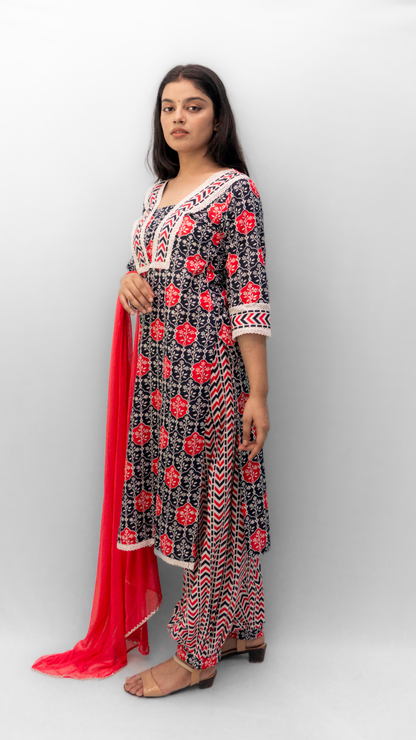 Anikrriti Cotton Kurta Set with Dupatta - Anikrriti