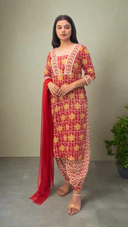 Anikrriti Cotton Kurta Set with Dupatta - Anikrriti