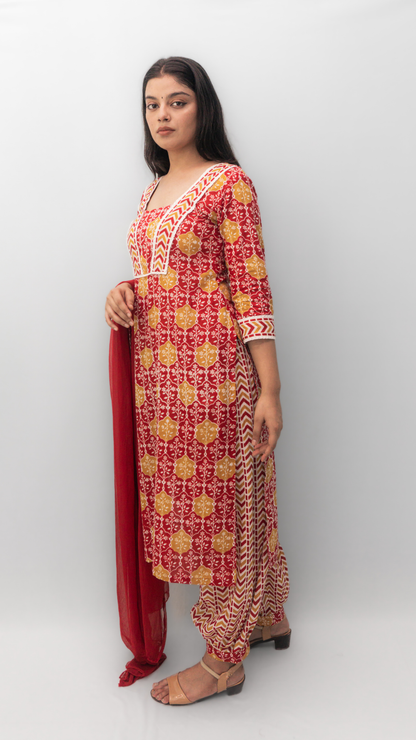 Anikrriti Cotton Kurta Set with Dupatta - Anikrriti