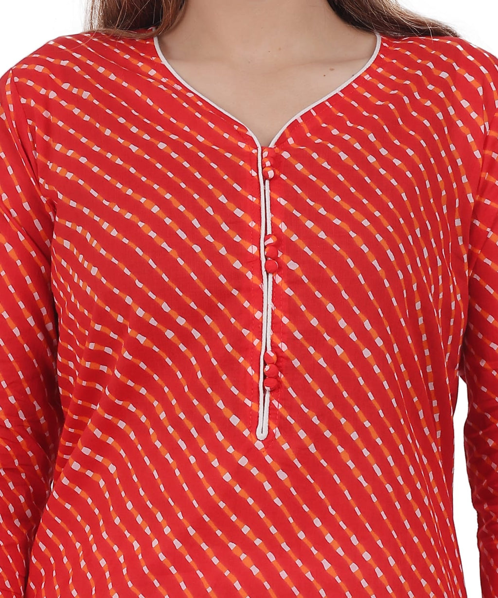 Leheriya Print Cotton Kurti