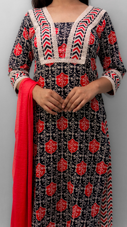 Anikrriti Cotton Kurta Set with Dupatta - Anikrriti