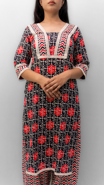 Anikrriti Cotton Kurta Set with Dupatta - Anikrriti