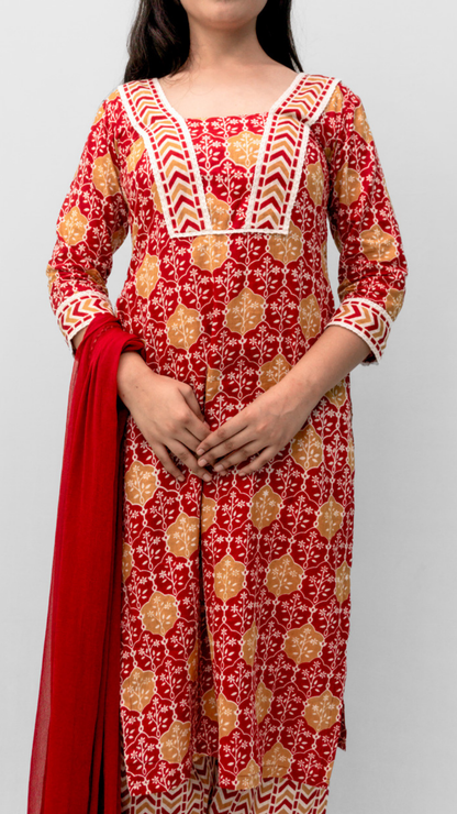 Anikrriti Cotton Kurta Set with Dupatta - Anikrriti