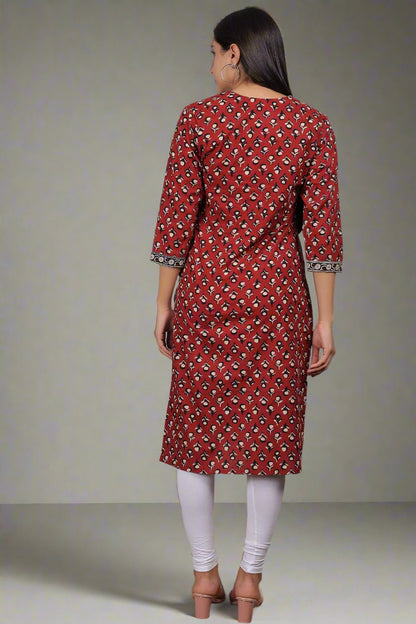 Ajrakh Red Kurti- Anikrriti