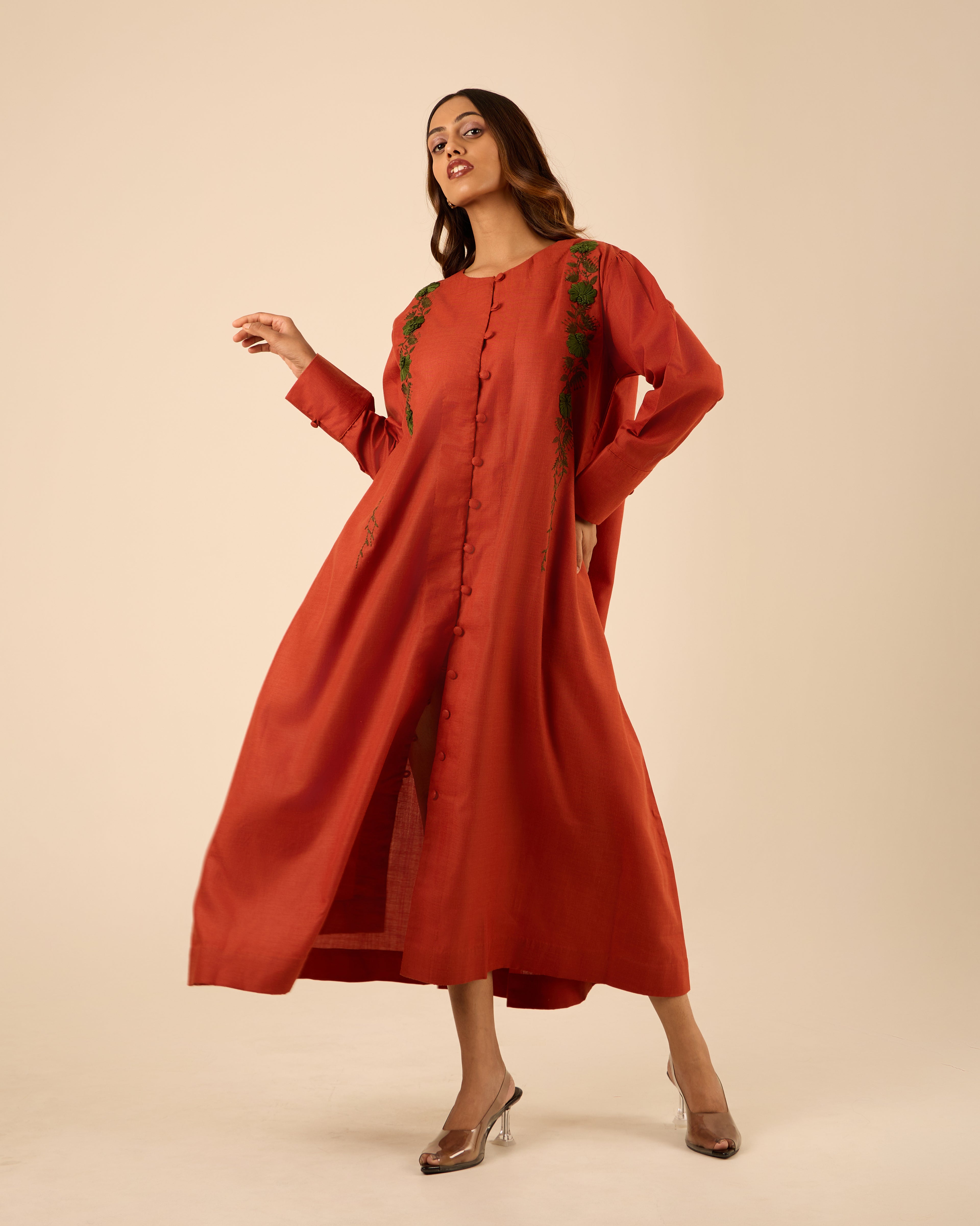 Bandhan- Long Embroidered Shirt Dress