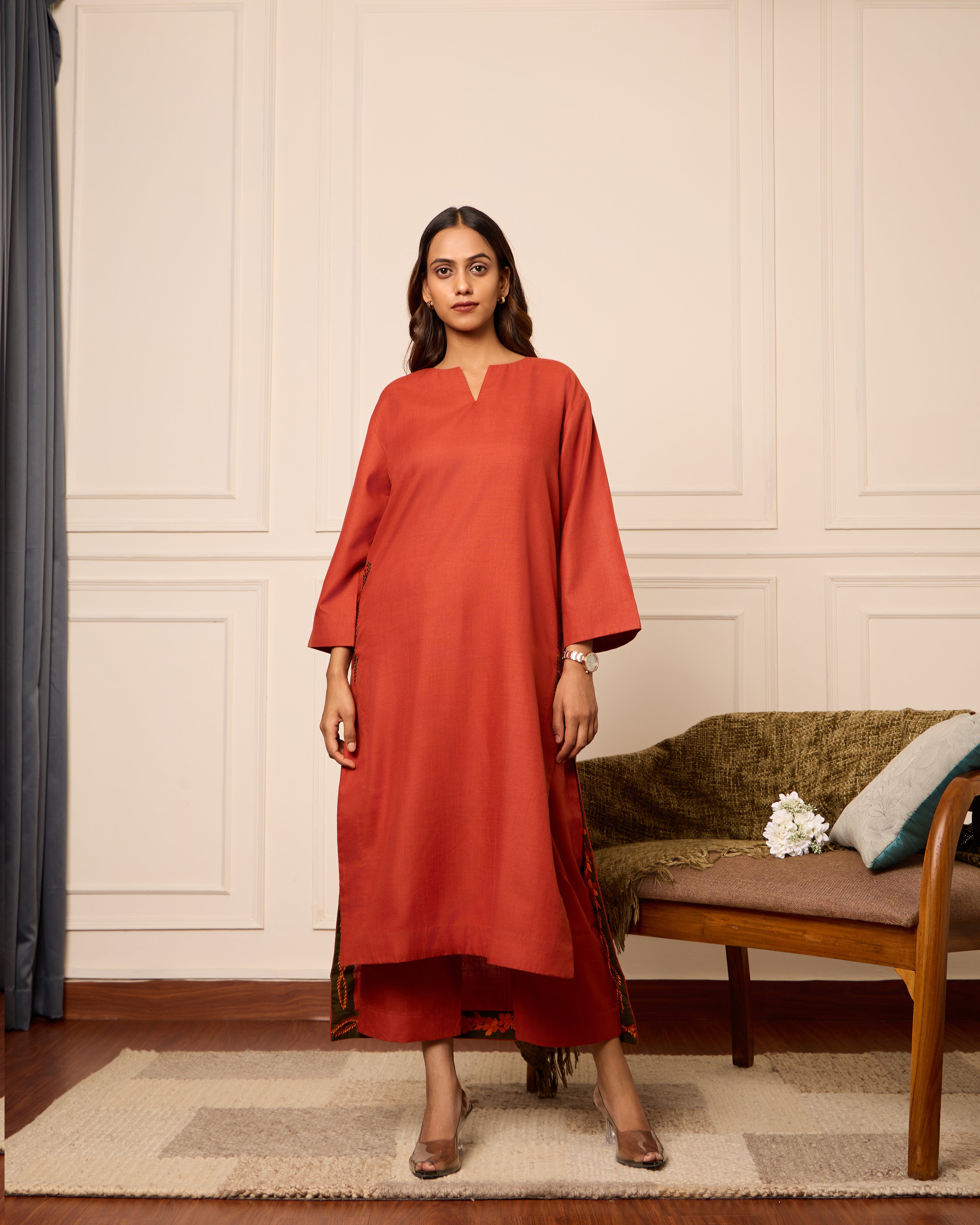 Riwaayat- High & Low Embroidered Kurta with Palazzo