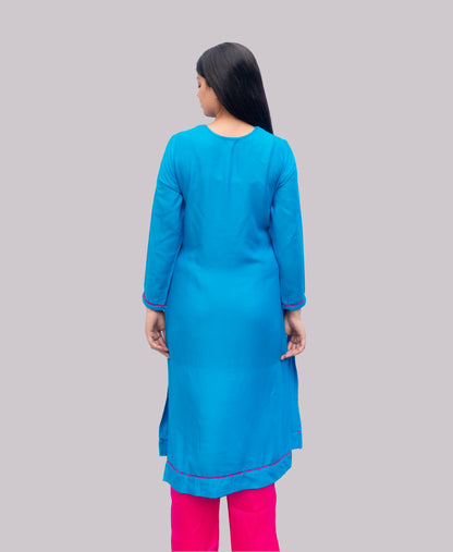 Anikrriti Turquoise Rayon Kurti - Anikrriti