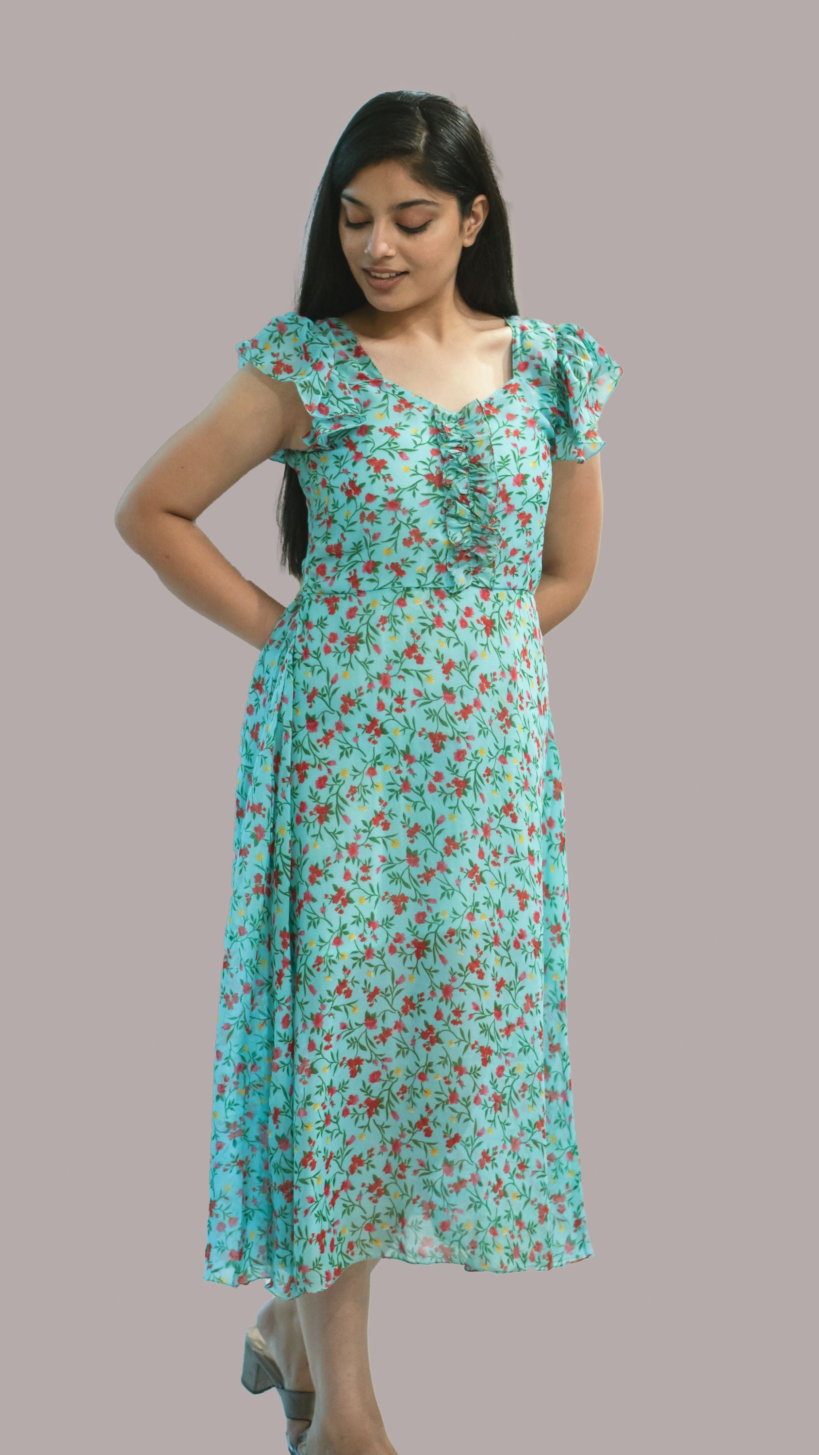 Anikrriti Printed Midi Dress - Anikrriti