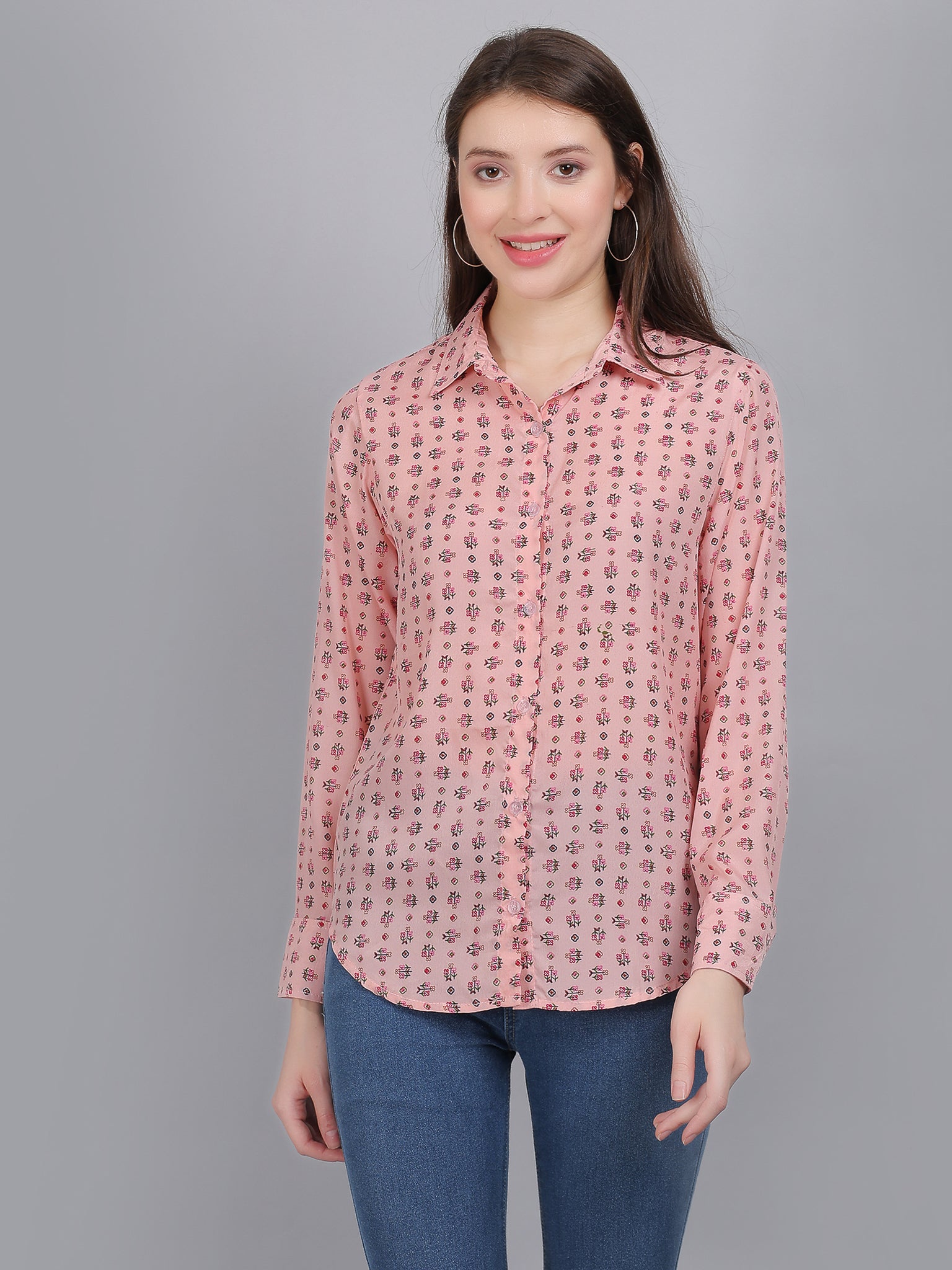 Anikrriti Floral Satin Pink Shirt - Anikrriti