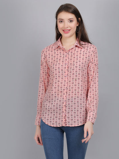 Anikrriti Floral Satin Pink Shirt - Anikrriti