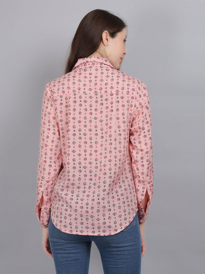 Anikrriti Floral Satin Pink Shirt - Anikrriti