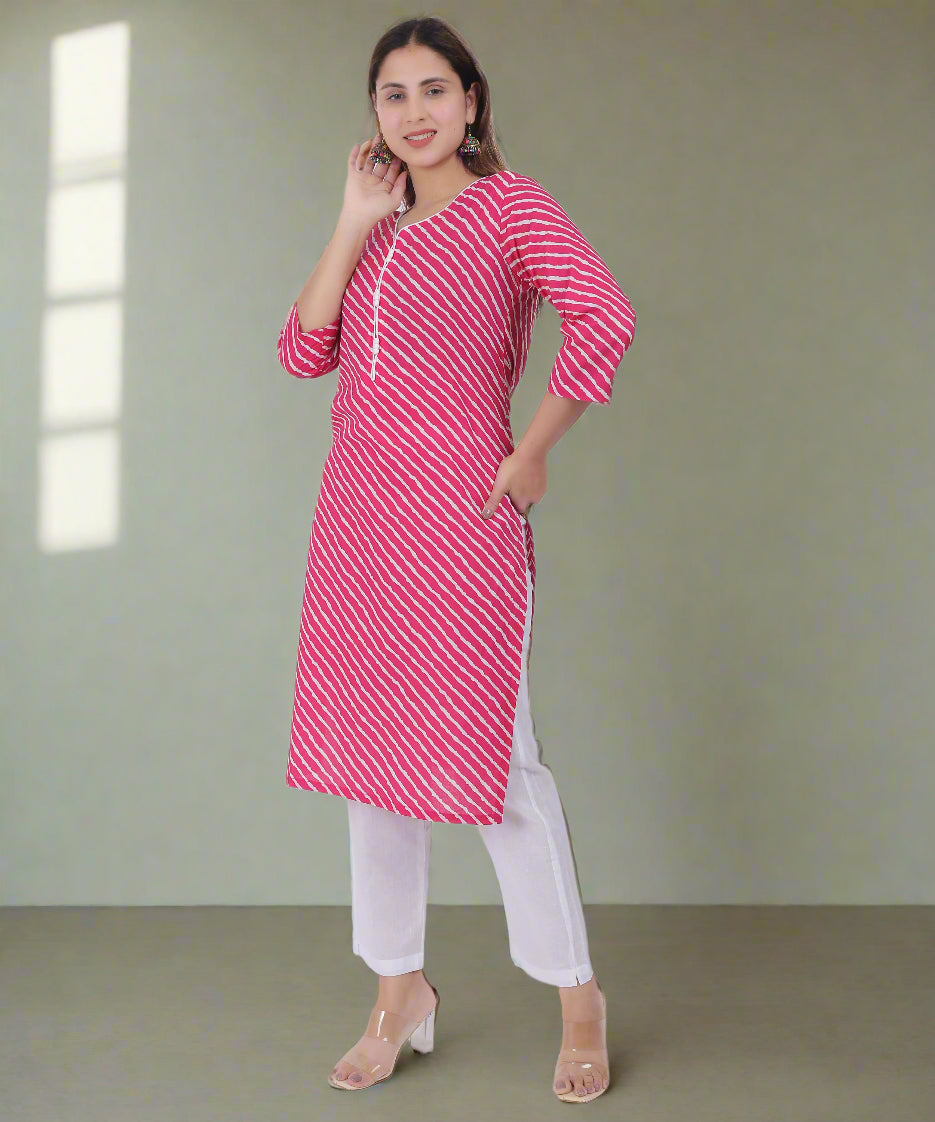 Leheriya Print Cotton Kurti