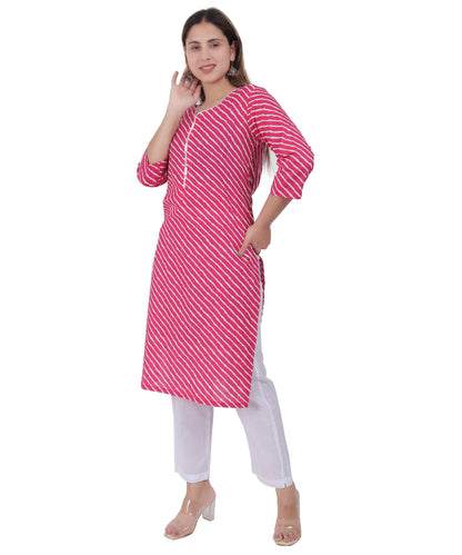 Anikrriti Cotton Leheriya Kurti- Colors available - Anikrriti