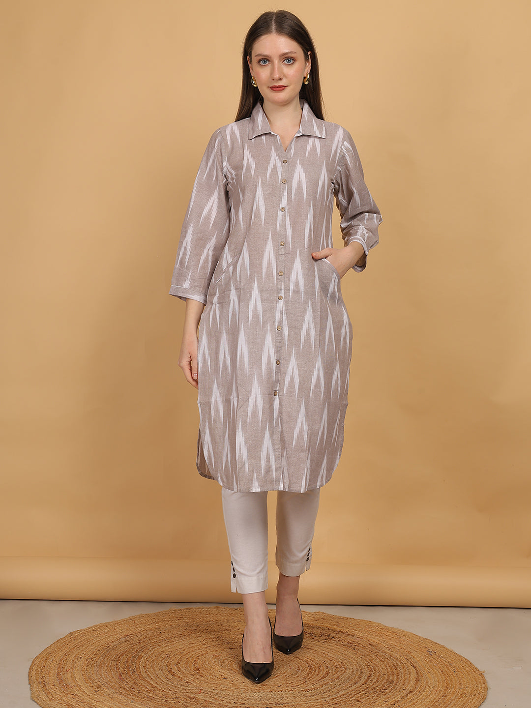 Ikat Print Cotton Kurta
