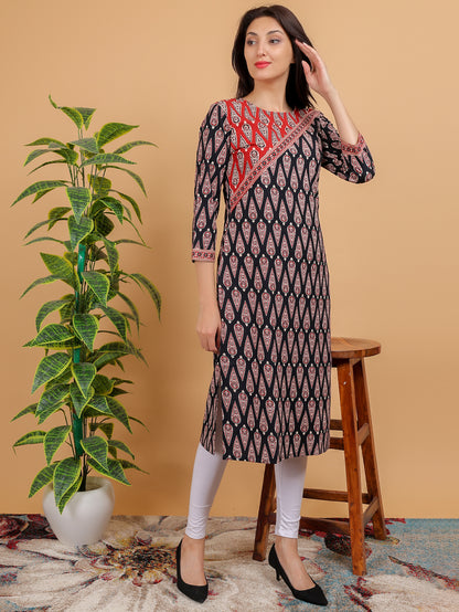 Anikrriti Red Angrakha Style Straight Kurti - Anikrriti