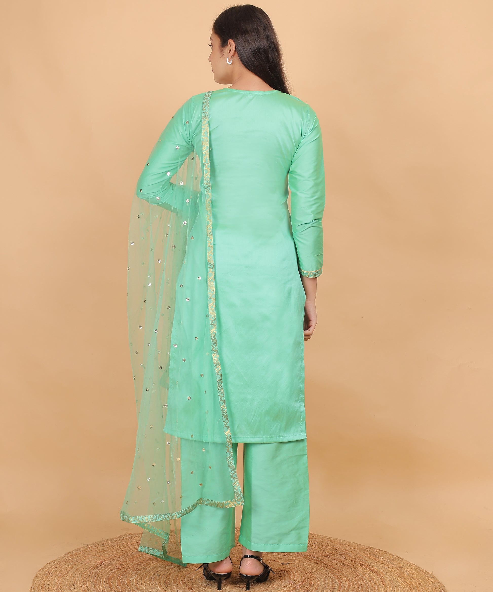 Taffeta Silk Kurta Set with Dupatta