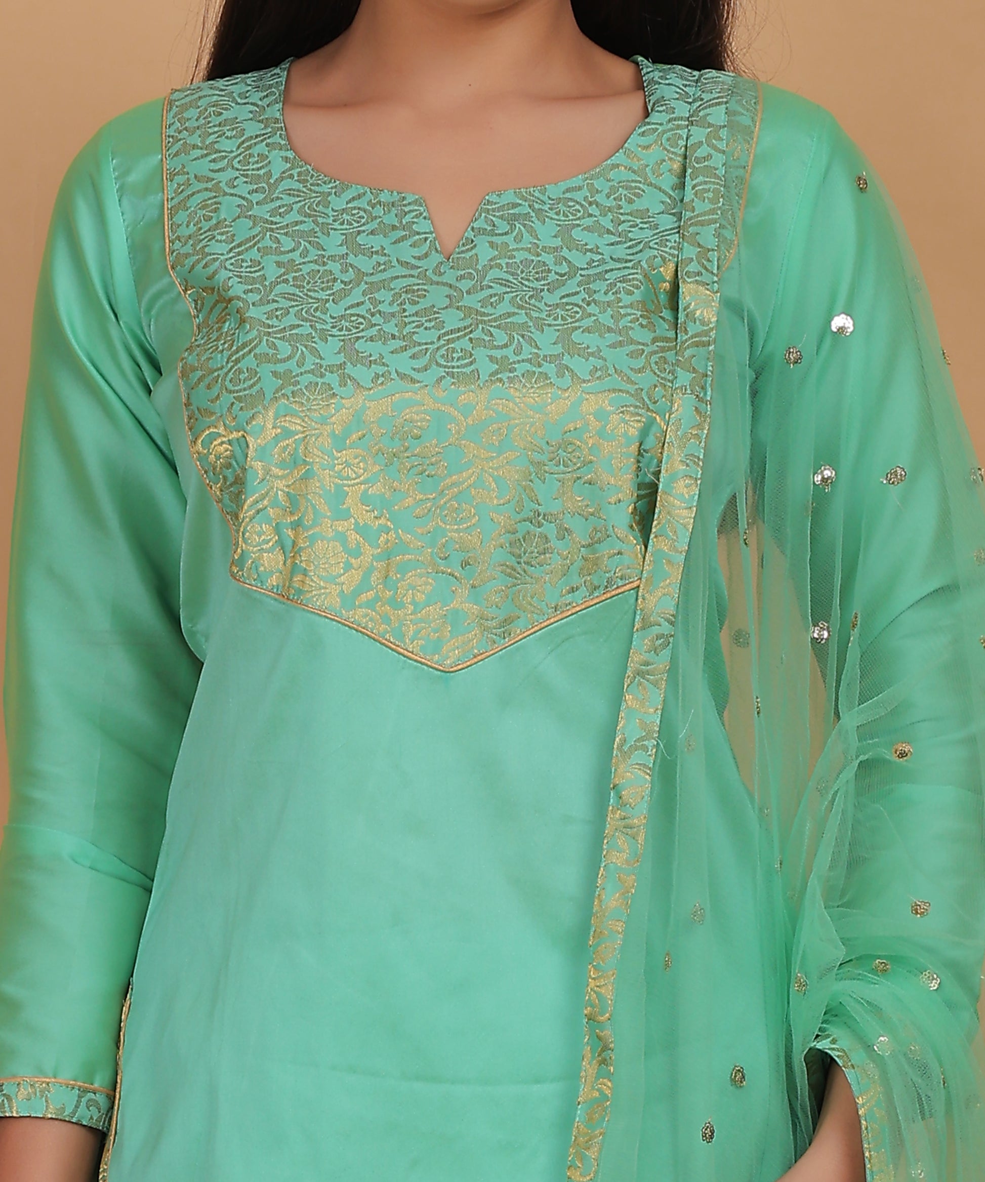 Taffeta Silk Kurta Set with Dupatta