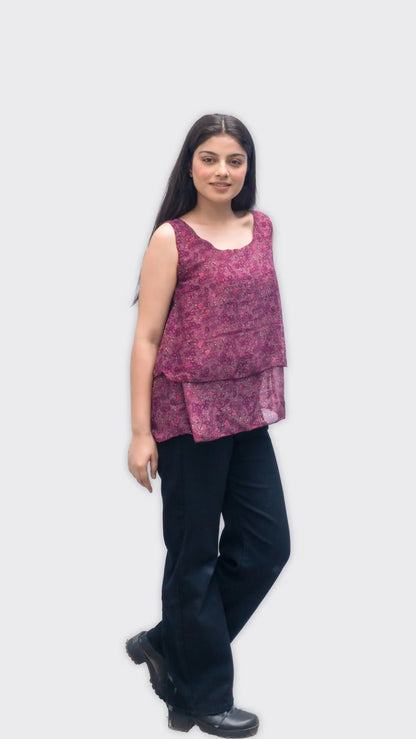 Anikrriti Layered Chiffon Top - Anikrriti