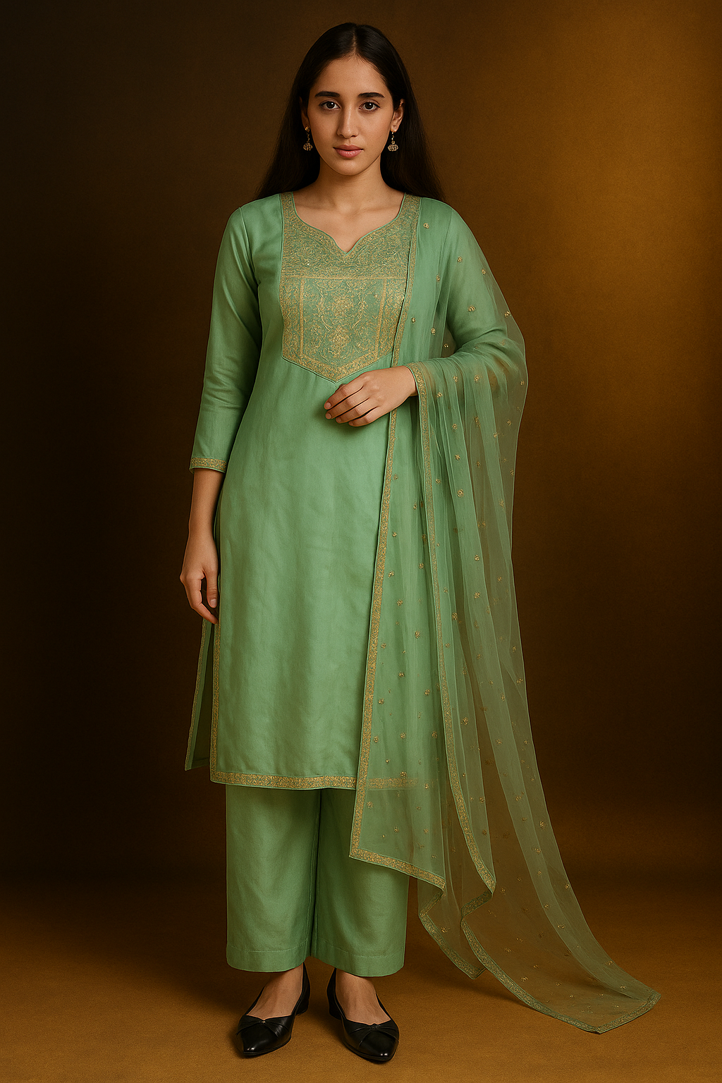 Tafetta Kurta Set with Dupatta