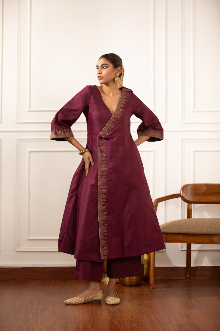 Taabir- A-line Angrakha Wrap Kurta Set