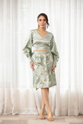 Chakr- Angrakha Crop Top with Pencil Skirt Co-ord Mint