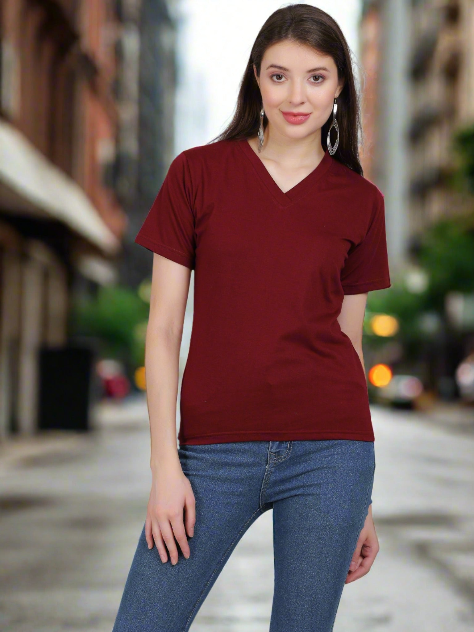 Anikrriti V-neck Lycra T-shirt - Anikrriti