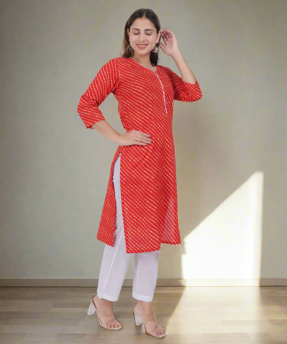 Leheriya Print Cotton Kurti