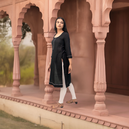 Anikrriti Black Rayon Kurti - Anikrriti