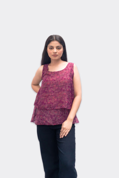 Anikrriti Layered Chiffon Top - Anikrriti